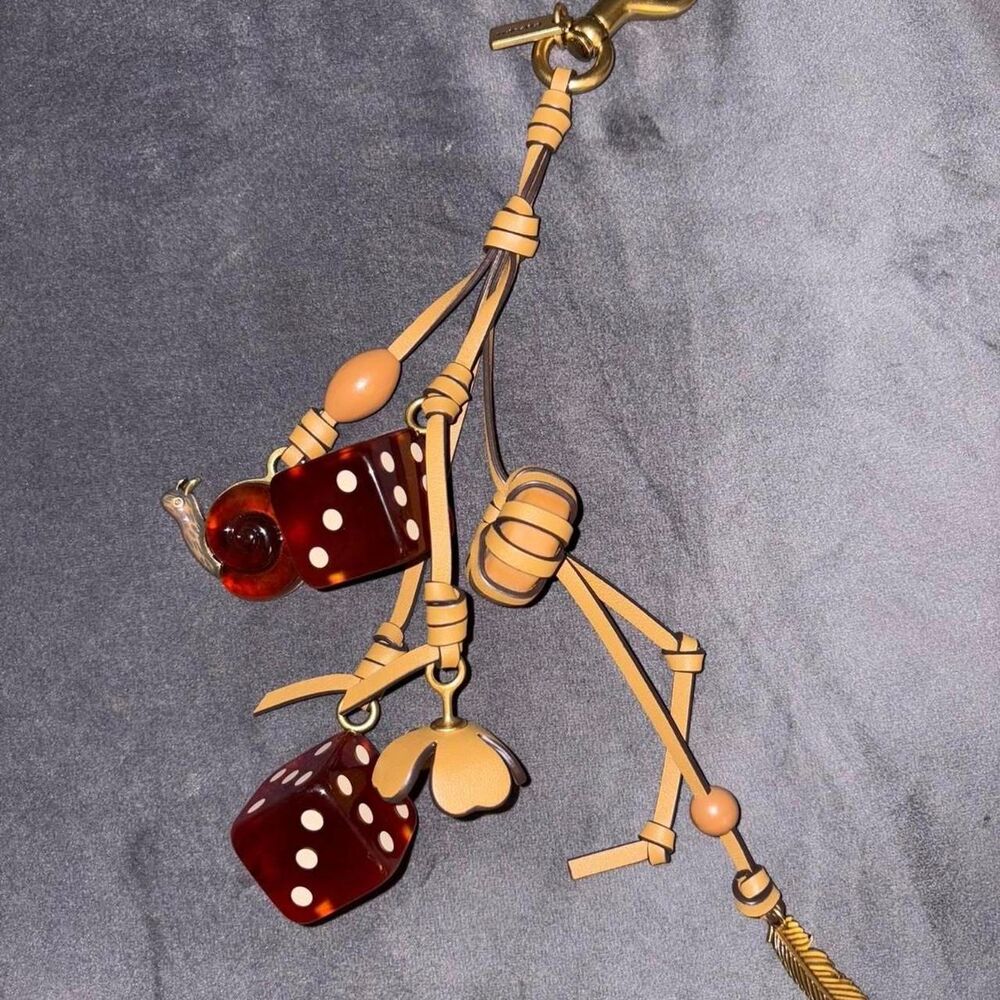 Coach dice cluster charm tan brown NWT - Picture 2 of 3